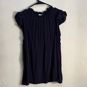 2 for 1 GAP Navy & pink & white flower Ruffle-Neck Flutter Sleeve Tunic